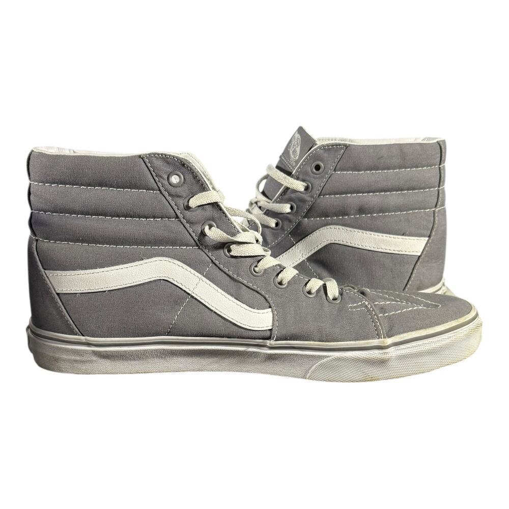 Vans Sk8-Hi Gray White High Top Skate Shoes Men’s 13 Classic Canvas 1500714 - Picture 7 of 9